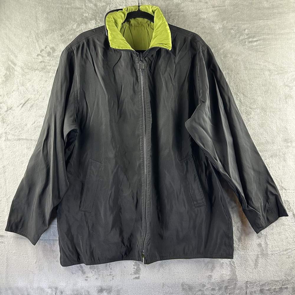 MYCRA PAC NOW 2 M/L Black/Green Reversible Zip Raincoat Hidden Hood